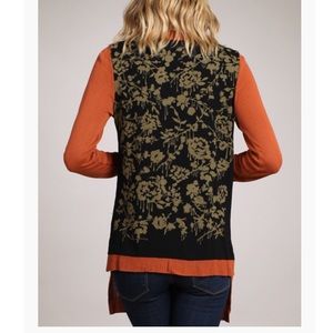 M Rena Long Sleeve Knit Floral Back Cardigan M